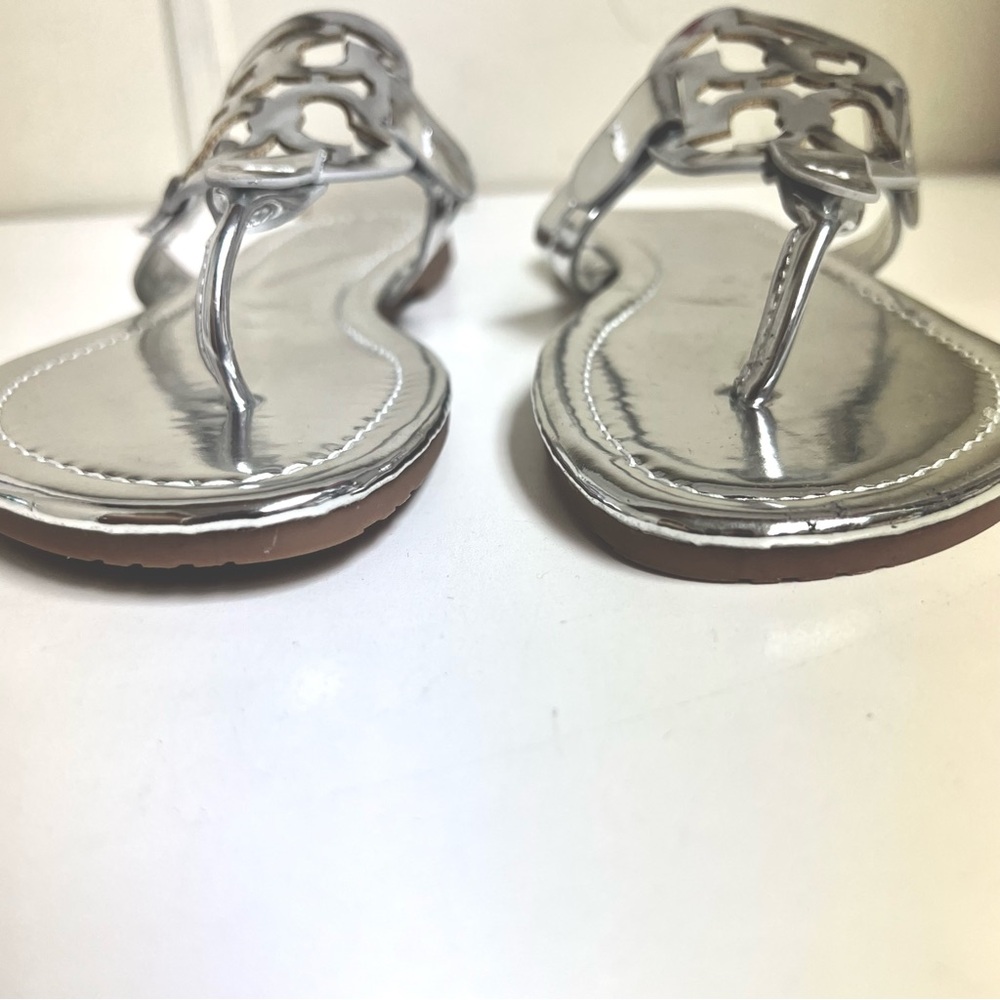 NEW Tory Burch MILLER METALLIC Silver SANDAL women’s size 39EU 8.5M Chic Resort - Picture 7 of 11